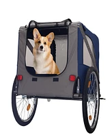 Streamdale Furniture Dog Bike Trailer, Breathable Mesh Dog Cart with 3 Entrances, Safety Flag, 8 Reflectors, Folding Pet Carrier Wagon with 20 Inch Wh