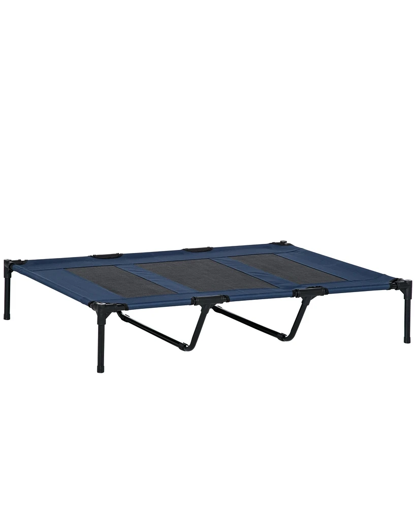 48" x 36" Breathable Elevated Dog Bed Portable Pet Cot, Raised Pet Bed w/ Carry Bag Metal Frame Breathable Mesh Indoor and Outdoor Dark Blue