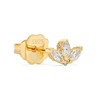 Hollywood Sensation 18K Gold Plated Sterling Silver Golden Blossom Studs with Cubic Zirconia