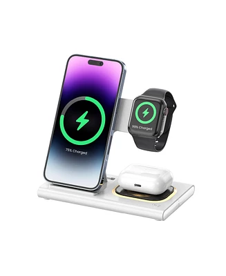 Brookstone 3-in-1 Folding Wireless Charging Stand for iPhone, Airpods, and Apple Watch