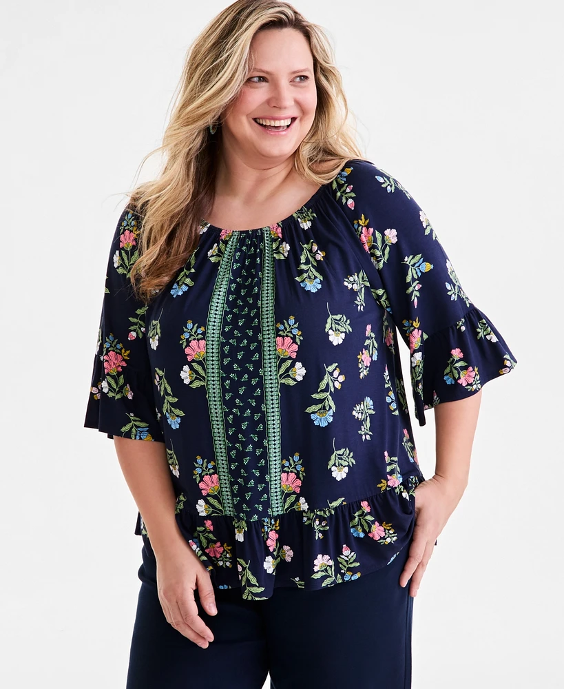Style & Co Plus Printed Convertible Top