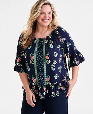 Style & Co Plus Printed Convertible Top