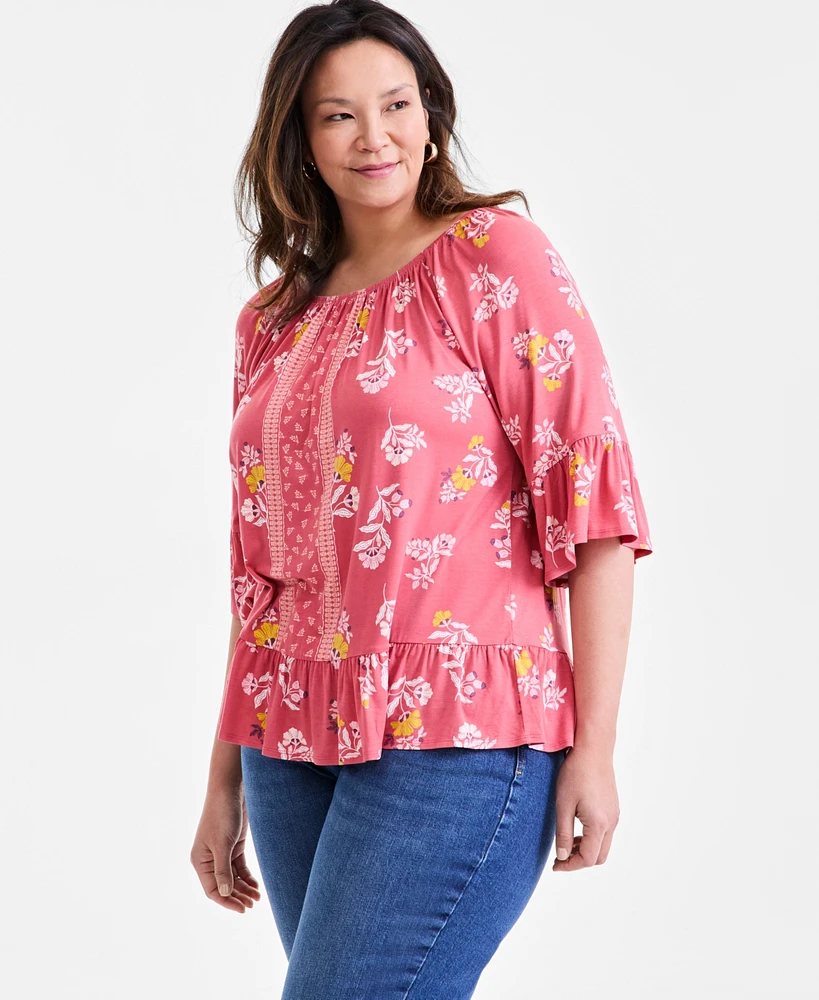 Style & Co Plus Printed Convertible Top