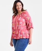 Style & Co Plus Printed Convertible Top