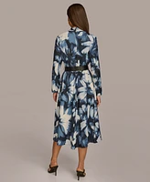 Donna Karan New York Women's Printed Belted A-Line Dress