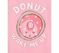 Carter's Little & Big Girls Donut Wake Me Up 100% Snug-Fit Cotton Pajamas, 4 Piece Set