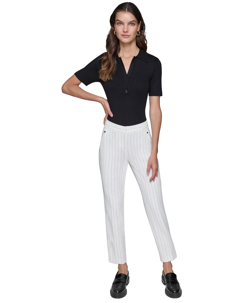 Karl Lagerfeld Paris Petite Mid-Rise Ankle Pants