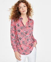 Jones New York Women's Printed Half-Placket Tunic Blouse, Created for Macy's