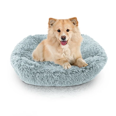 Details Dog Bed for Small Medium Dogs, Plush Calming Sleeping Cuddler for Pet, Super Lux Shaggy Fur Cushion Beds