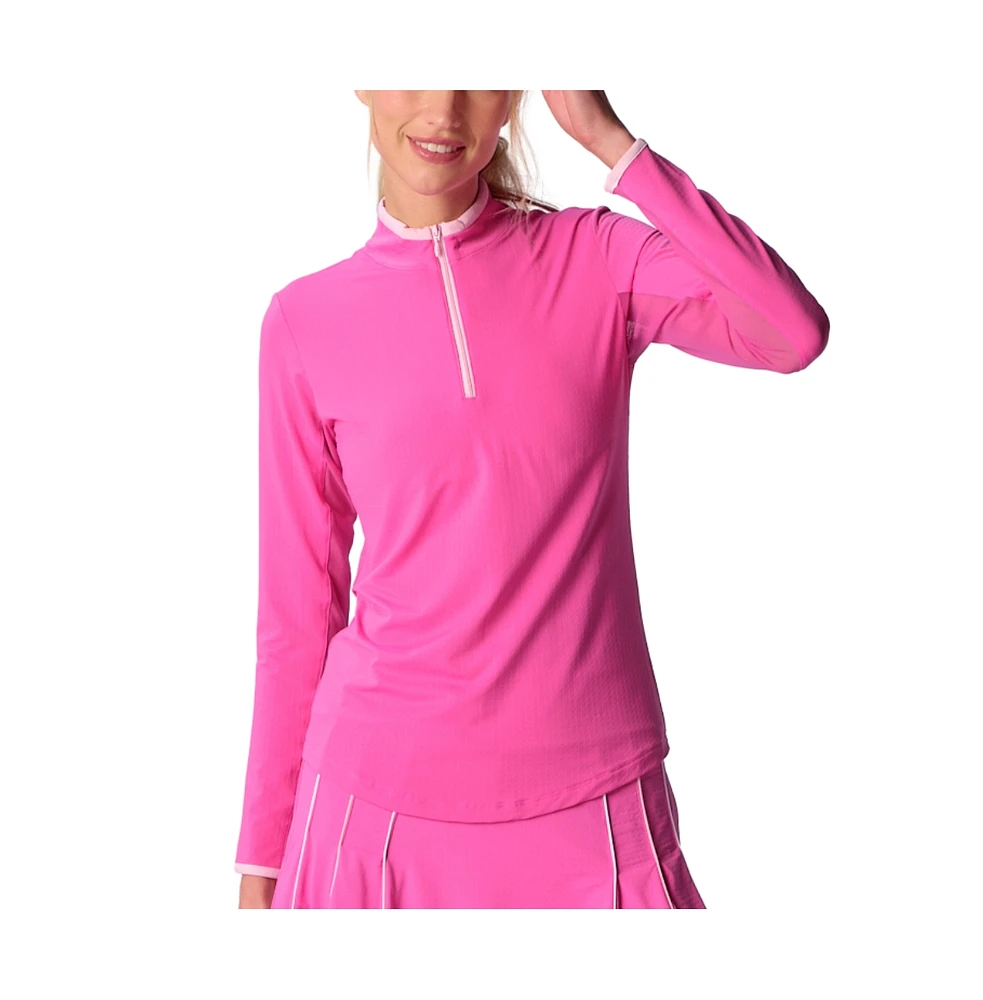 G Lifestyle Clothing Women's Long Sleeve Color Block Mock Neck Top
