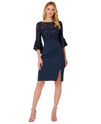 Adrianna Papell Women's Lace-Bodice Bell-Sleeve Dress