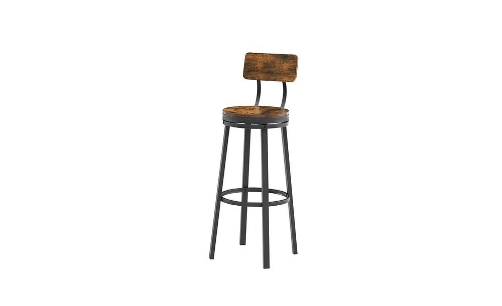 Slickblue Set of 2 Swivel Bar Stools with Backrest Industrial Style for Modern Bar Areas