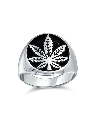 Bling Jewelry Medallion Leaf Signet Ring 2 Tone .925 Sterling Silver