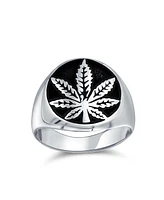 Bling Jewelry Medallion Leaf Signet Ring 2 Tone .925 Sterling Silver