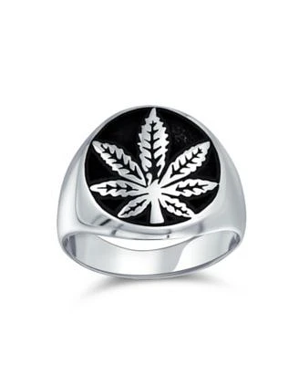 Bling Jewelry Medallion Leaf Signet Ring 2 Tone .925 Sterling Silver