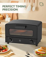 Willow Kitchen Compact Toaster Oven - Toasts and Bakes with 4 Slice or 9" Pizza Capacity, Crumb Tray, Baking Rack