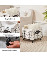 Slickblue Collapsible Laundry Basket with Wheels, Removable Liner for Easy Cleaning and Storage