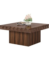 Tribesigns Square Coffee Table for Living Room, 35.4-Inch Wooden Coffee Table with Thickened Tabletop, Modern Center Table Cocktail Table Tea Table