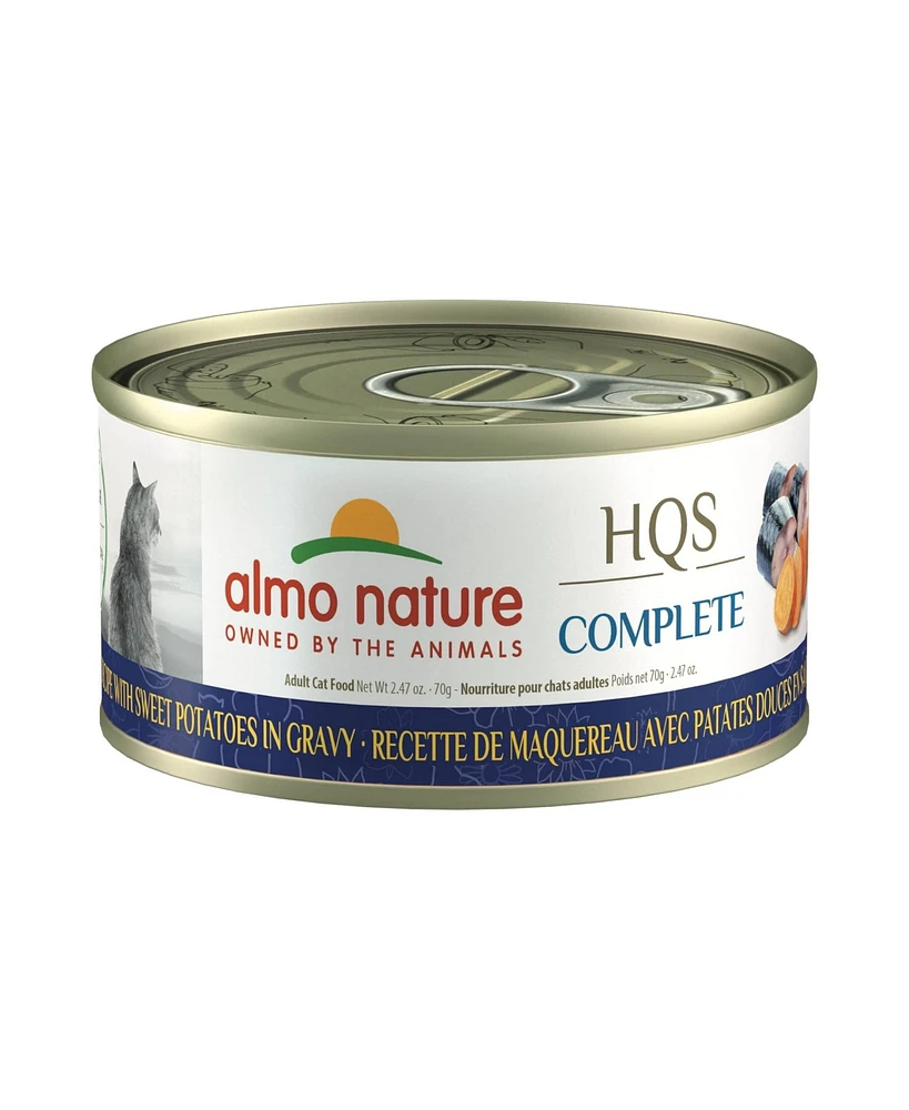 Almo Nature Hqs Complete Cat 12pk (2.47oz): Mackerel Recipe W/ Sweet Potato In Gravy