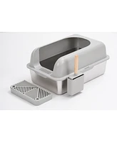 Enclosed Stainless Steel Cat Litter Box with Lid Extra Large, Litter Box for Big Cats Xl Metal Litter Pan Tray with High Wall Sides Enclosure, Non-Sti