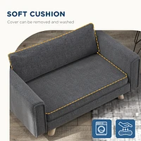 Streamdale Furniture Raised Dog Sofa, Elevated Pet Sofa for Small and Medium Dogs with Removable Seat and Back Cushions, Anti-Slip Pads, Gray