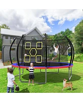 Streamdale Furniture 14FT Trampoline, Outdoor Trampolines for Kids and Adults, Recreational Trampoline with Enclosure Net & Ladder, Round Trampoline A