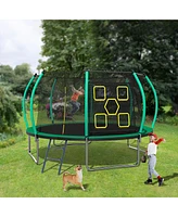 Simplie Fun 12FT Trampoline, Outdoor Trampolines for Kids and Adults, Recreational Trampoline with Enclosure Net & Ladder, Round Trampoline Astm Appro