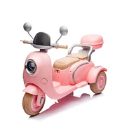 12V Two-seater Kids Ride On Electric Motorcycle, Three Wheels Kids toy with Slow Start, Multi-function player, Usb, Bluetooth, light, Backseat flip ad