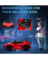 Electric Car for Kids, 12V Chevrolet Corvette Licensed Kids Car with Parental Remote Control, Suspension System, Music, Horn, Headlight, Slow Start, K