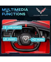 Electric Car for Kids, 12V Chevrolet Corvette Licensed Kids Car with Parental Remote Control, Suspension System, Music, Horn, Headlight, Slow Start, K