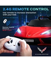 Simplie Fun Electric Car for Kids, 12V Chevrolet Corvette Licensed Kids Car with Parental Remote Control, Suspension System, Music, Horn, Headlight