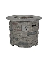 Outdoor 32" Round Mgo Propane Fire Pit, Grey Top - 40,000 Btu