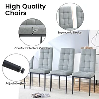 Linen Tufted Dining Room Chairs Set of 4, Accent Diner Chairs Upholstered Fabric Side Stylish Kitchen Chairs with Metal Legs and Padded Seat - Gray