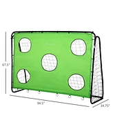 Simplie Fun 8 x 3ft Soccer Goal Target Goal 2 in 1 Design Indoor Outdoor Backyard with All Weather Polyester Net Best Gift