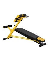 Simplie Fun Adjustable Hyper Extension Dumbbell Weight Bench, Foam Leg Holders, Exercise Abs, Arms, Core, Strength Workout Station for Home Gym, Yello