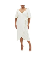 City Chic Plus 100% Linen Claudine Dress