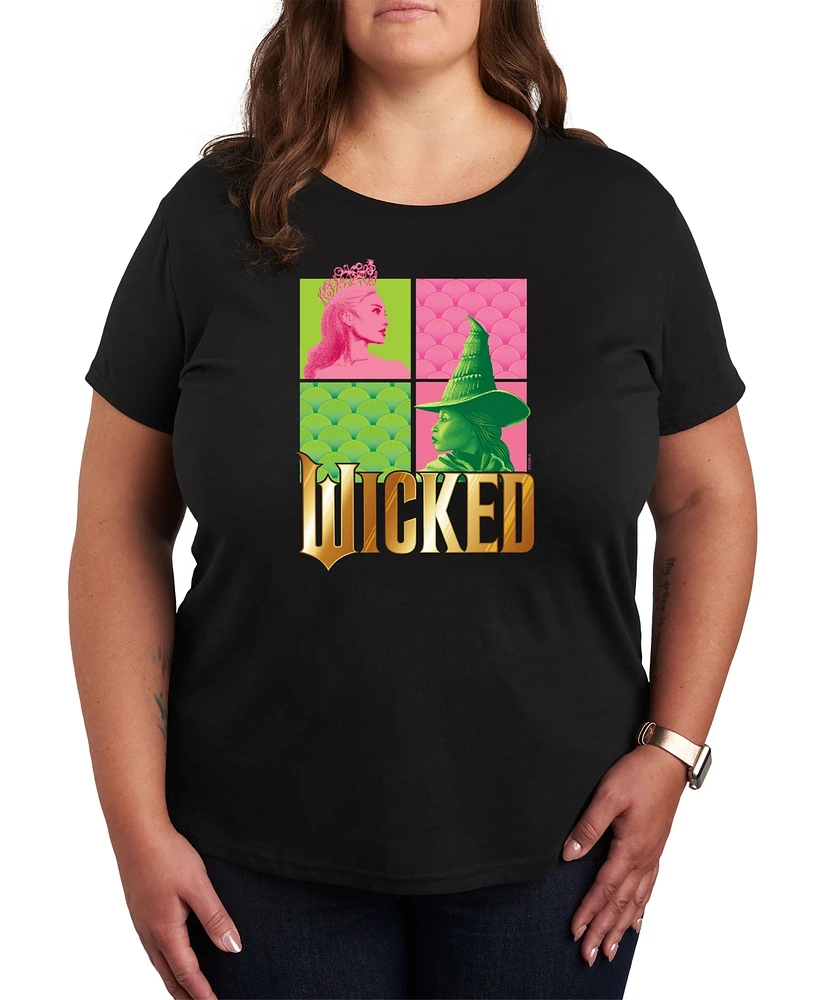 Hybrid Apparel Plus Wicked Elphaba Glinda Graphic Crew Neck T-Shirt