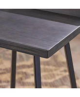 Bidwell Acacia Wood And Iron Bar Stools With Footrests