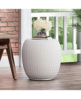 Streamdale Furniture Rustic Braided Concrete Side Table: Outdoor Elegance And Versatility