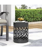 Simplie Fun Modern Cylindrical Metal End Table With Iron-Cut Design