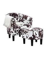 Convenience Concepts 26.25" Faux Cowhide Churchill Accent Chair with Ottoman