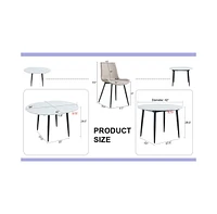 Simplie Fun Table and chair set.Modern Extendable Mdf Dining Table.The table has a telescopic design, suitable for gatherings of different size.Paired