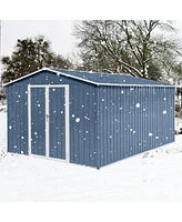 Streamdale Furniture Metal garden sheds 10ftx12ft outdoor storage sheds blue