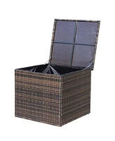 Wicker Patio Furniture Storage Box (Brown)