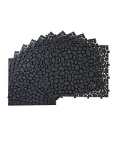 Streamdale Furniture 12 x 12 Inch Black Interlocking Deck Tiles Plastic Waterproof Outdoor All Weather Anti