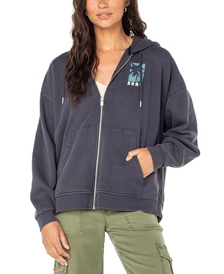 Roxy Juniors' Lineup Fleece Logo Oversized Zip Hoodie