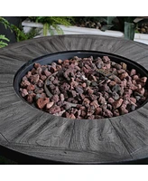 Simplie Fun Outdoor Propane Fire Pit, Square Stonecrest Gas Fire Pit for Outside Patio, Concrete Propane Fire Table 50,000 Btu Gas Fire Pit w Lava Roc