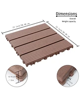 Simplie Fun 44 Pack Plastic Interlocking Deck Tiles(Brown)