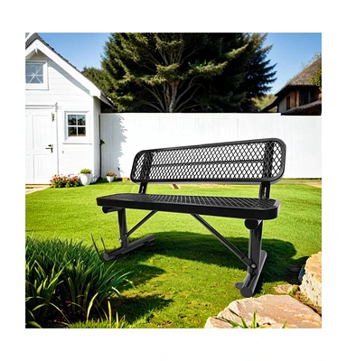 Simplie Fun 4 ft. Outdoor Steel Bench with Backrest in Black