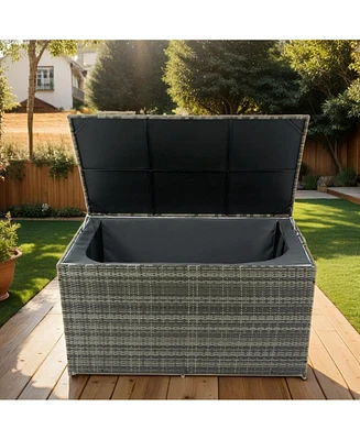 Streamdale Furniture Outdoor Storage Box, 200 Gallon Wicker Patio Deck Boxes with Lid, Outdoor Cushion Storage for Kids Toys, Pillows, Towel